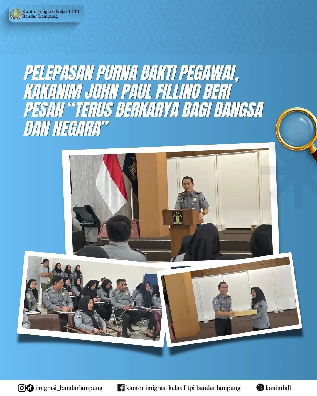 Pelepasan Purna Bakti Pegawai, Kakanim Beri Pesan "Terus Berkarya Bagi Bangsa dan Negara"